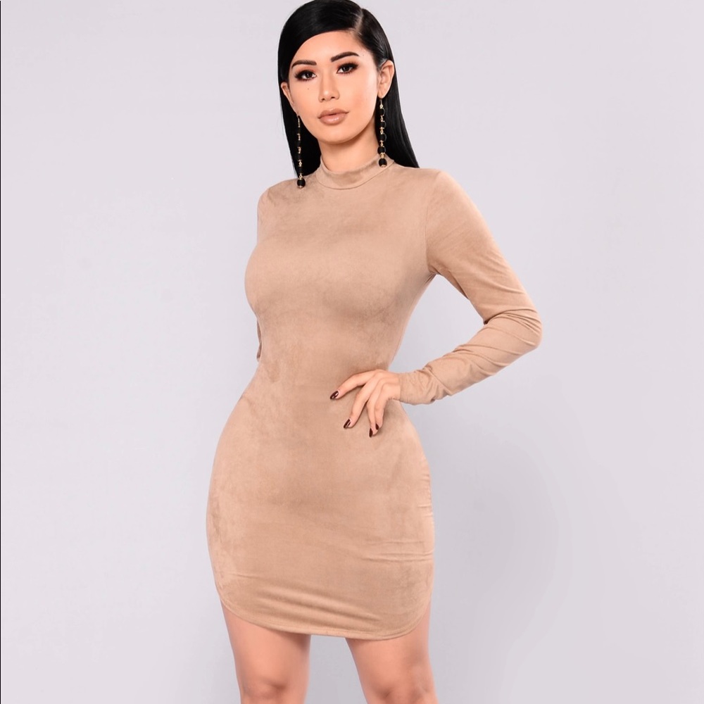 Suede Long Sleeve Dress